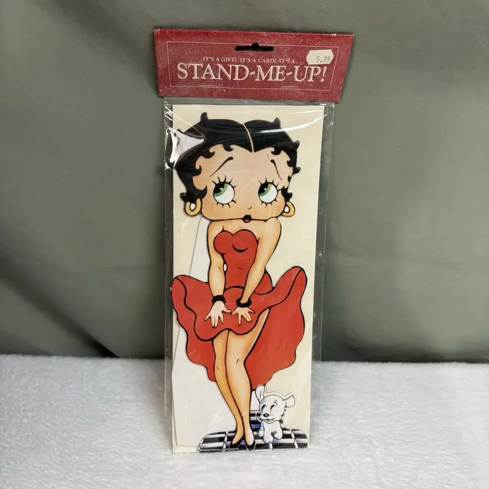 Vtg Betty Boop Large Greeting Card Blank Die Cut Pudgy Stand Up Display 12”